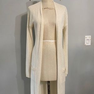 Soft Textured Long-Line Open Front Duster Cardigan